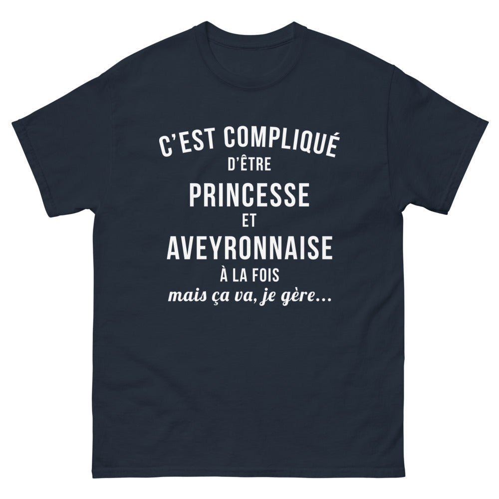 T-shirt princesse et aveyronnaise marine - c’est compliqué d’être princesse et aveyronnaise