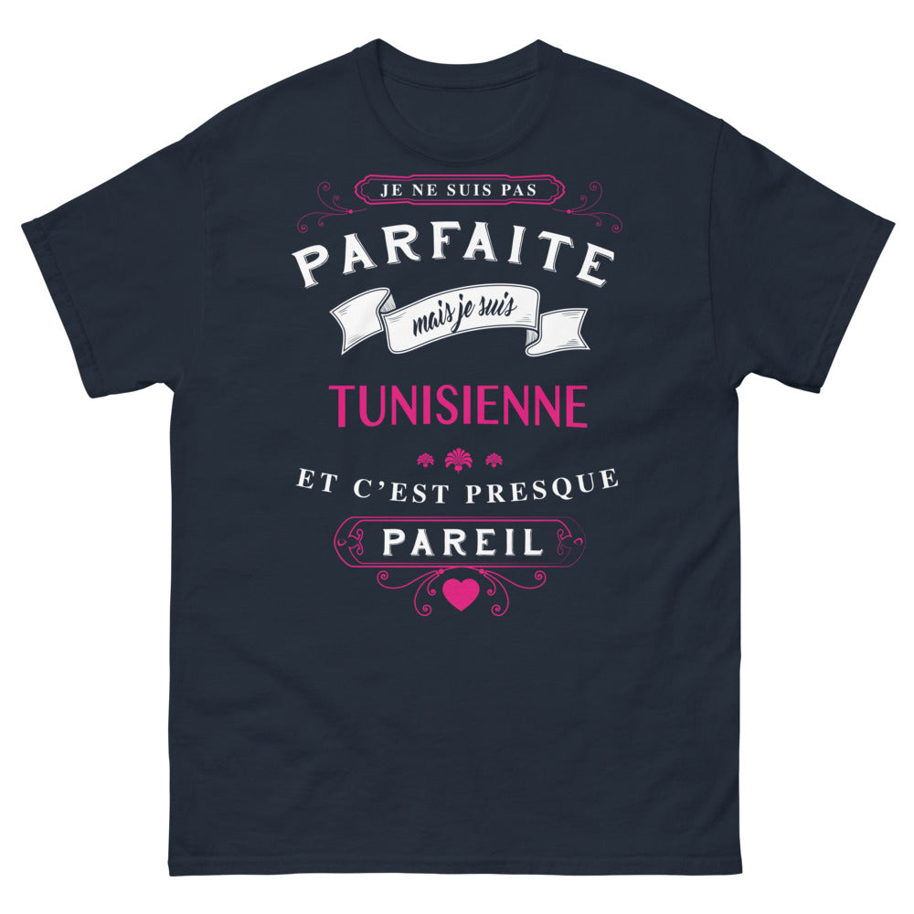 t-shirt tunisienne marine - je ne suis pas parfaite mais je suis tunisienne