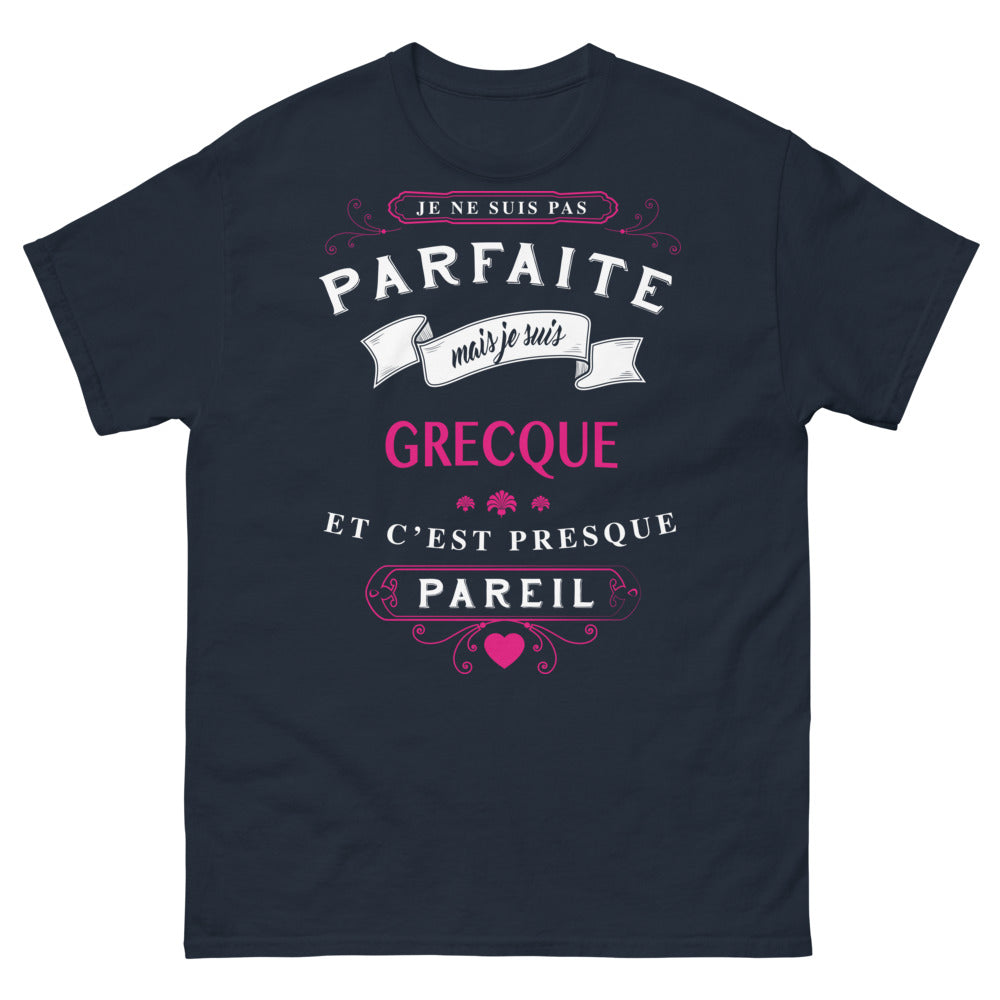T-shirt Grecque marine - Je ne suis pas parfaite mais presque