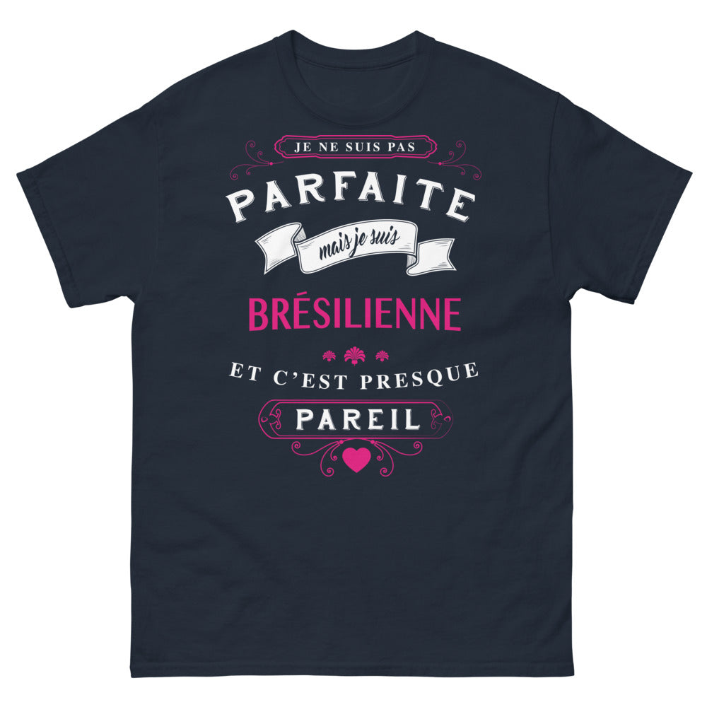 T-shirt Brésilienne marine - Je ne suis pas parfaite, mais presque