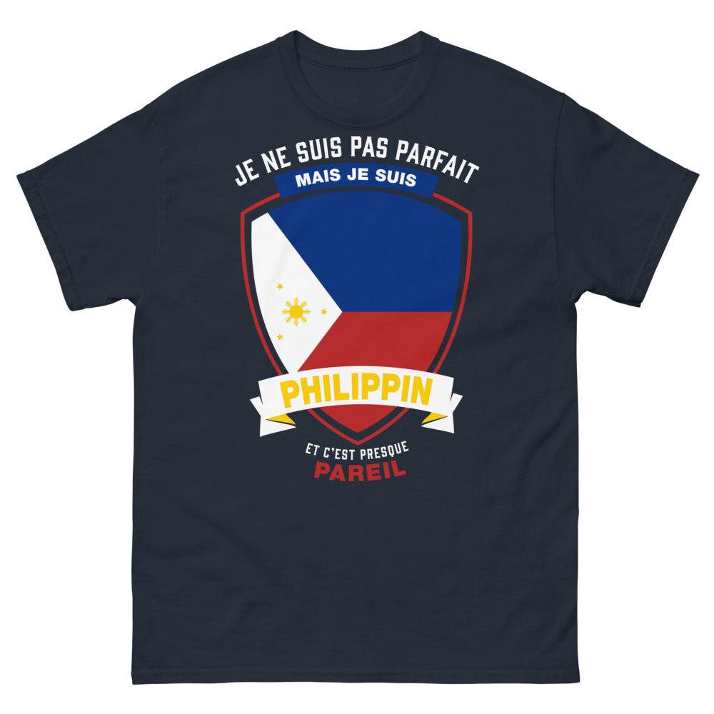 T-shirt Philippines marine - texte: Je ne suis pas parfait, mais je suis Philippin