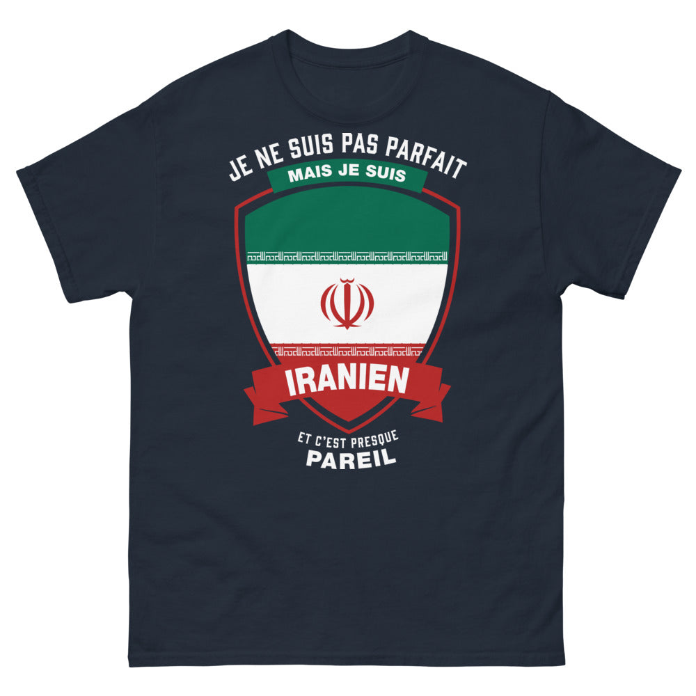 T-shirt iranien bleu marine face - presque pareil