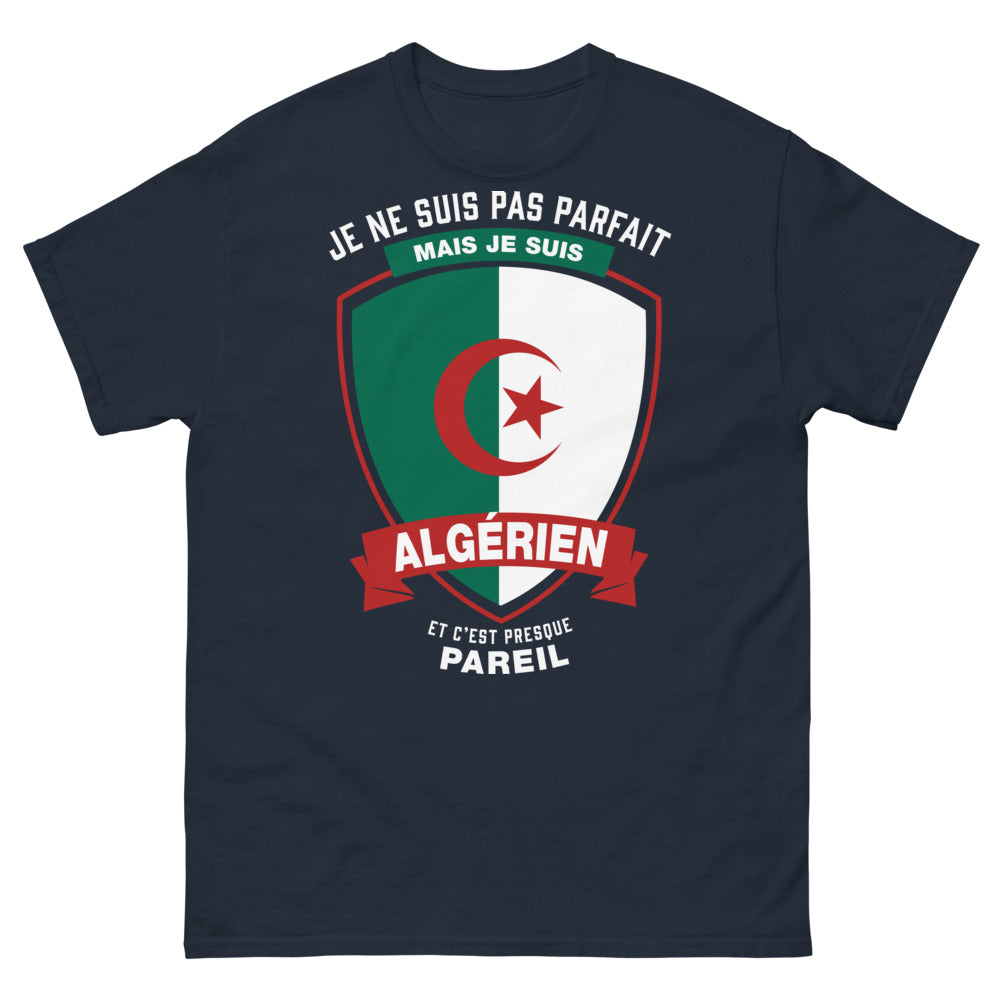 T-shirt Algérien bleu marine - Je ne suis pas parfait, mais je suis Algérien
