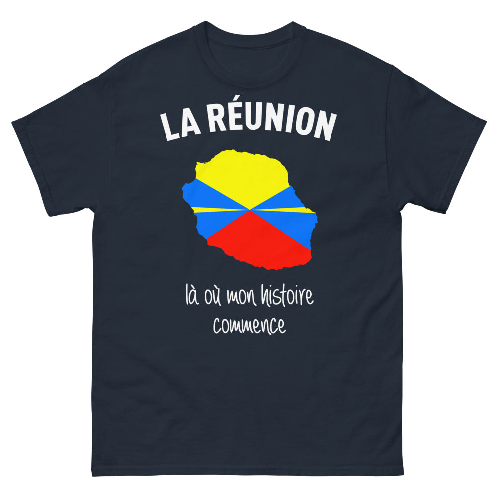 T-shirt La Réunion marine - là où mon histoire commence