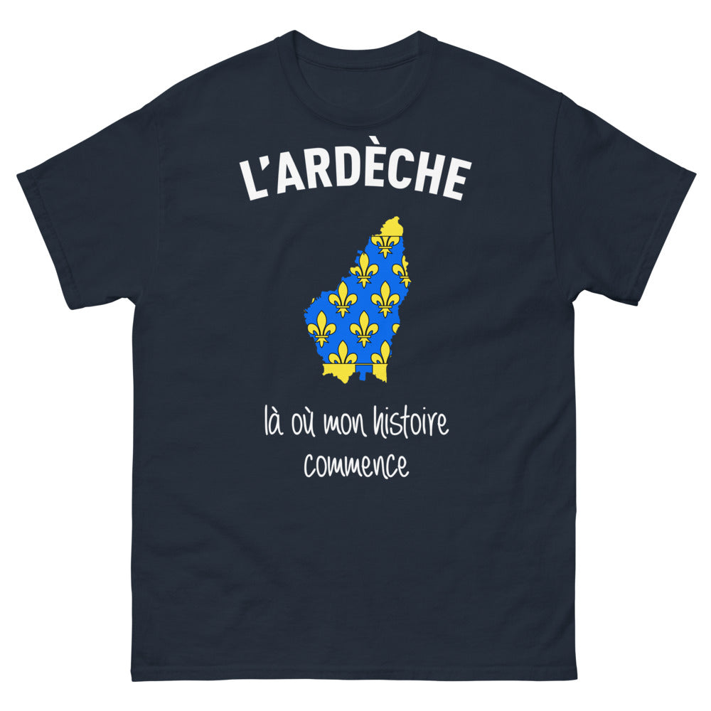 T-shirt Ardèche bleu marine - L'Ardèche, là où mon histoire commence