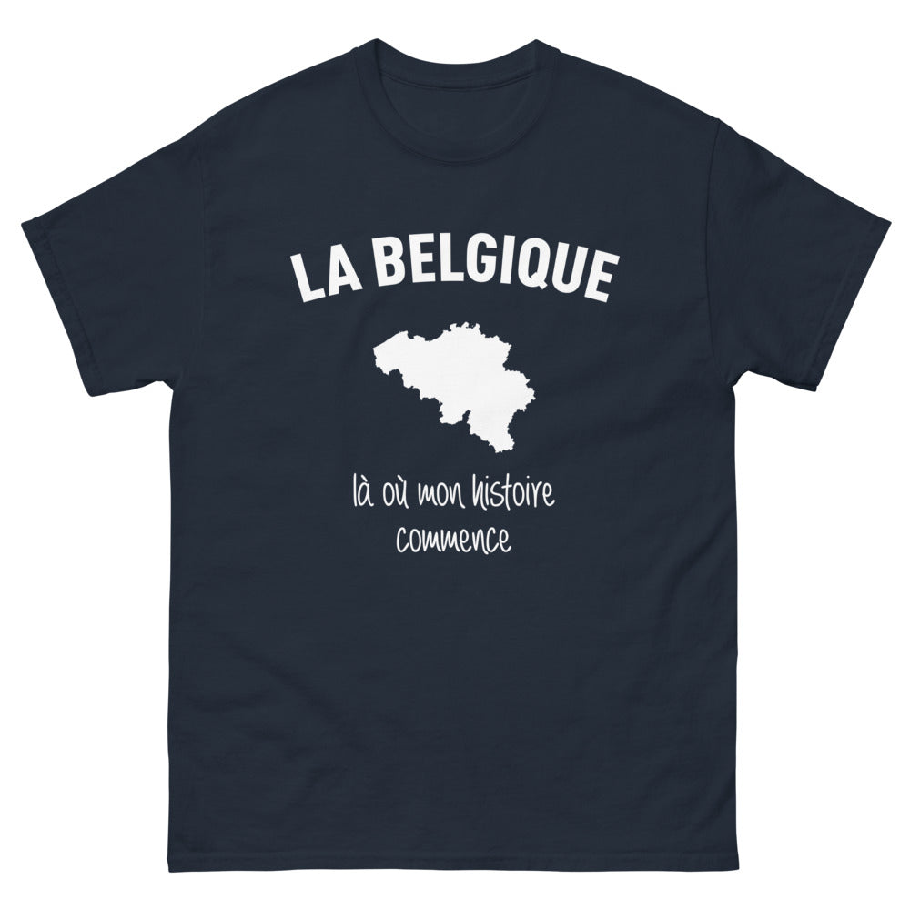 T-shirt Belgique marine - Là où mon histoire commence