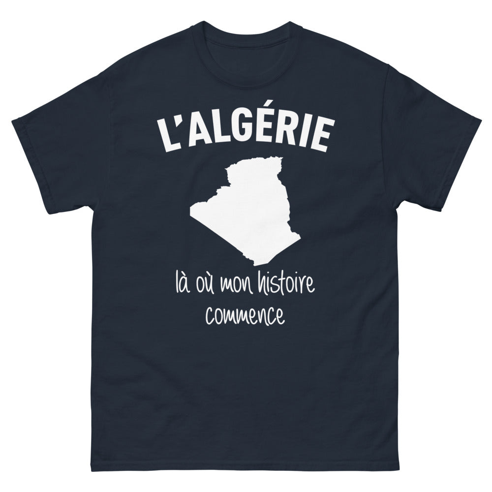 T-shirt Algérie marine - Là où mon histoire commence
