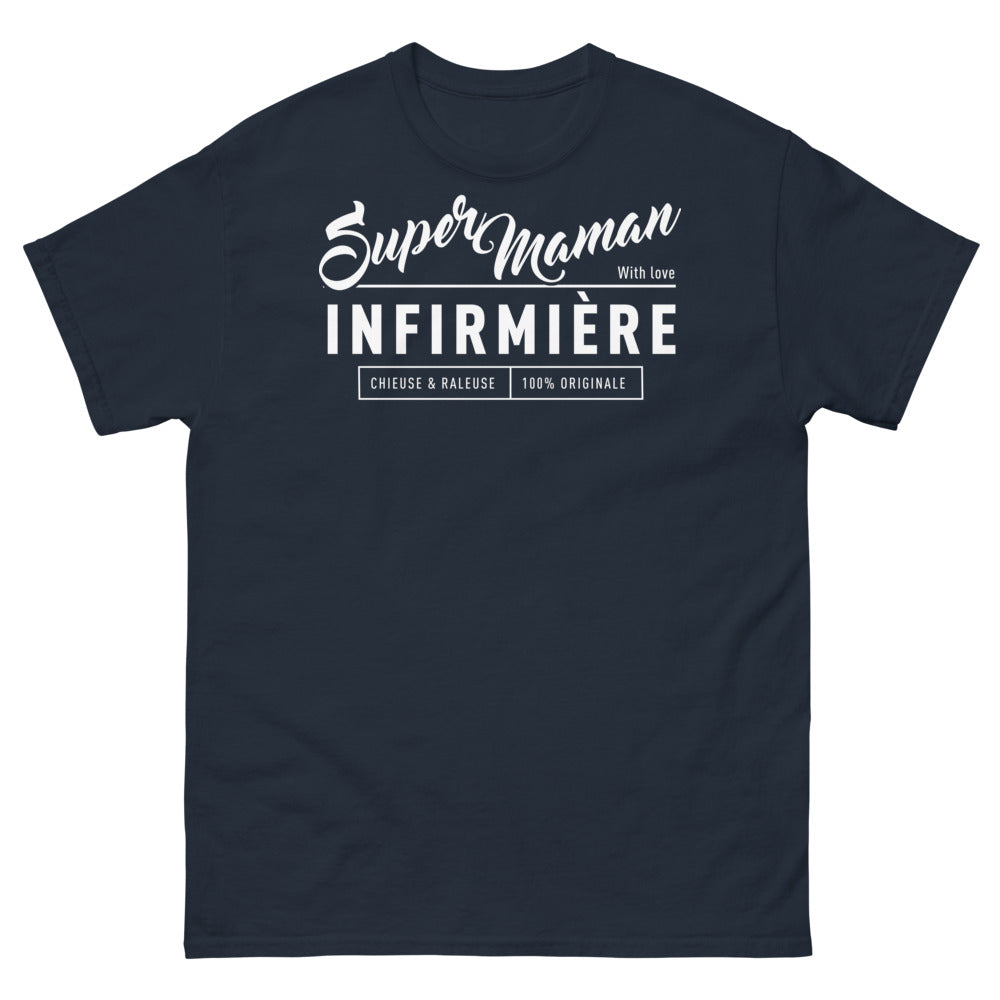 T-shirt infirmière râleuse super maman marine - amour et fierté