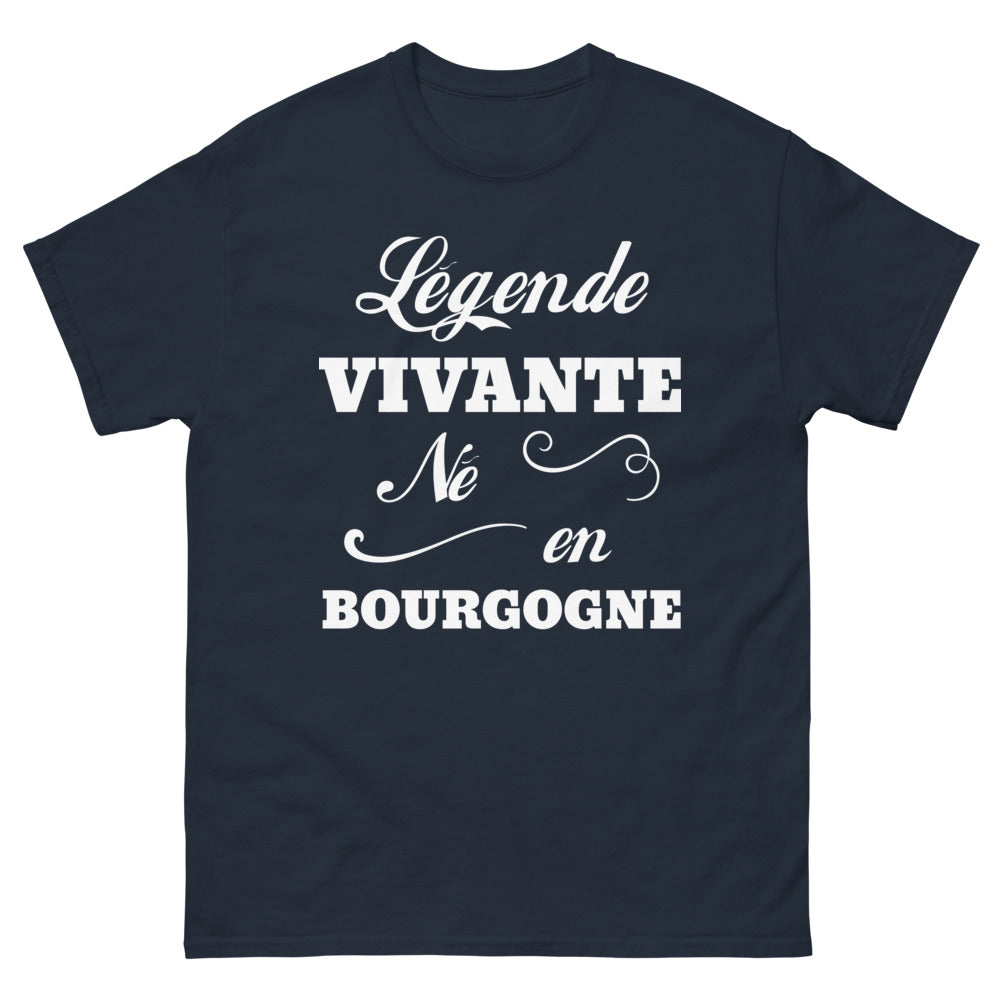 T-shirt Bourgogne marine - Légende vivante née en Bourgogne