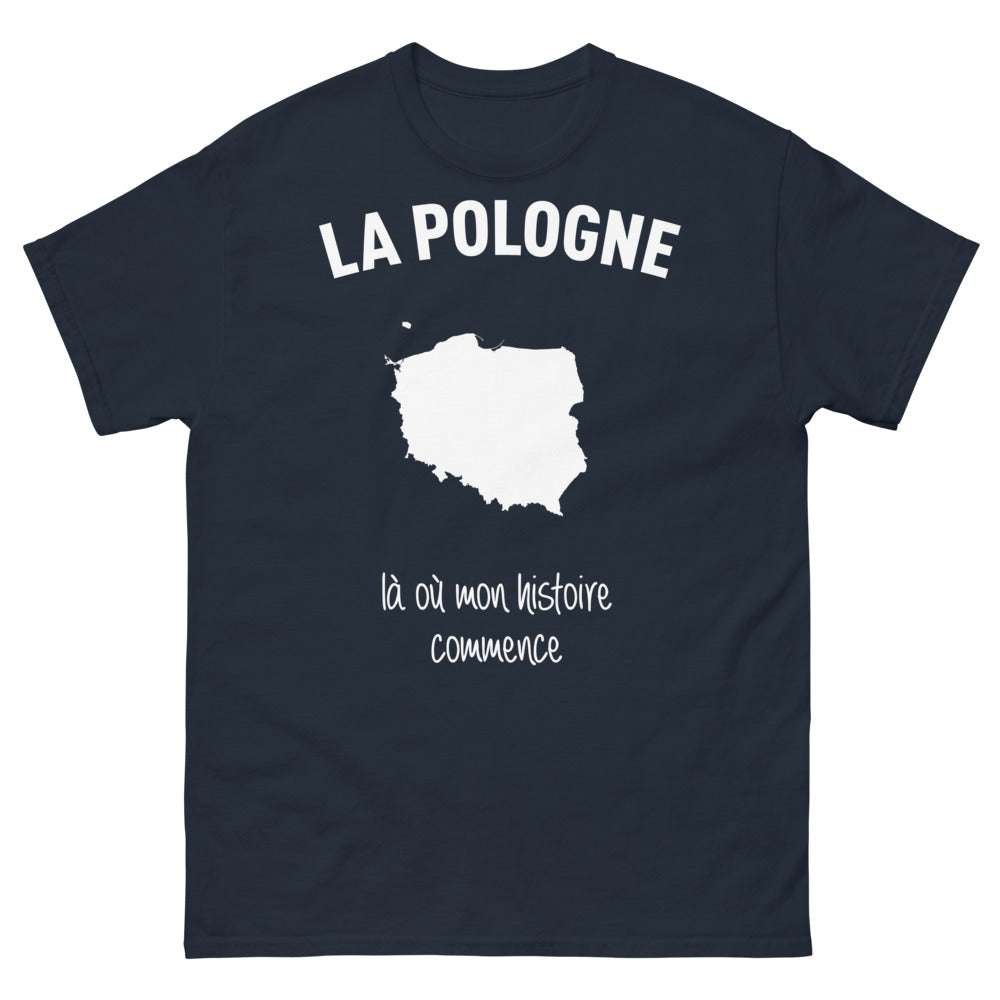 T-shirt Pologne marine - là où mon histoire commence