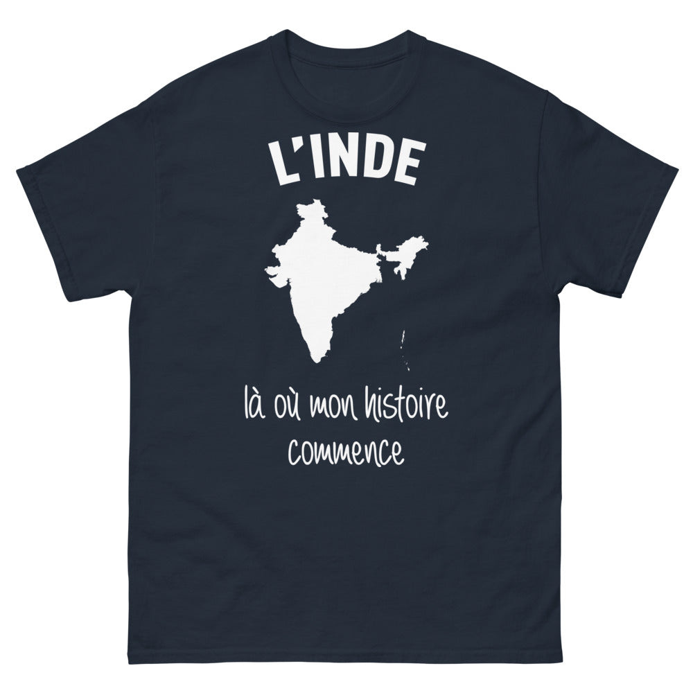 T-shirt Inde marine - L'Inde, là où mon histoire commence