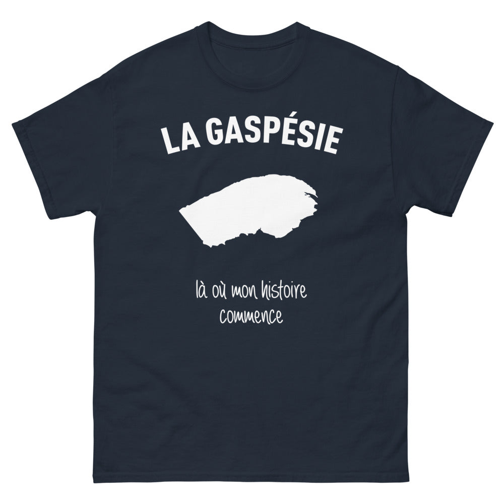 T-shirt Gaspésie marine - Là où mon histoire commence