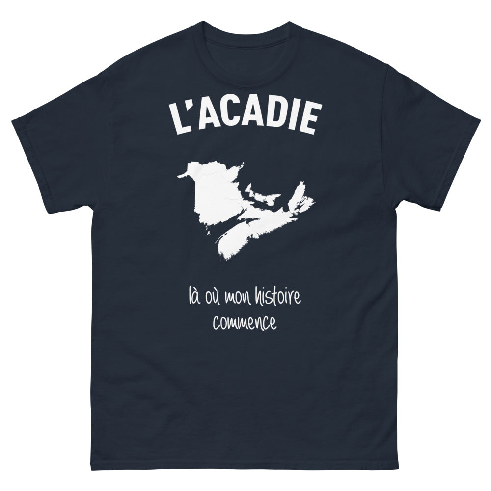 T-shirt Acadie marine - L'Acadie, là où commence mon histoire