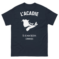 Thumbnail for T-shirt Acadie marine - L'Acadie, là où commence mon histoire