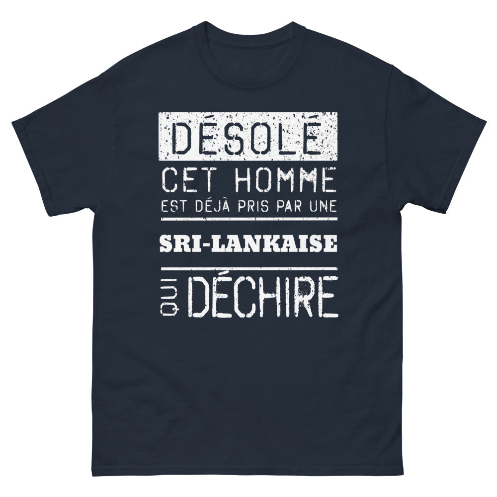 T-shirt sri-lankais marine - Cet homme est déjà pris par une Sri-Lankaise