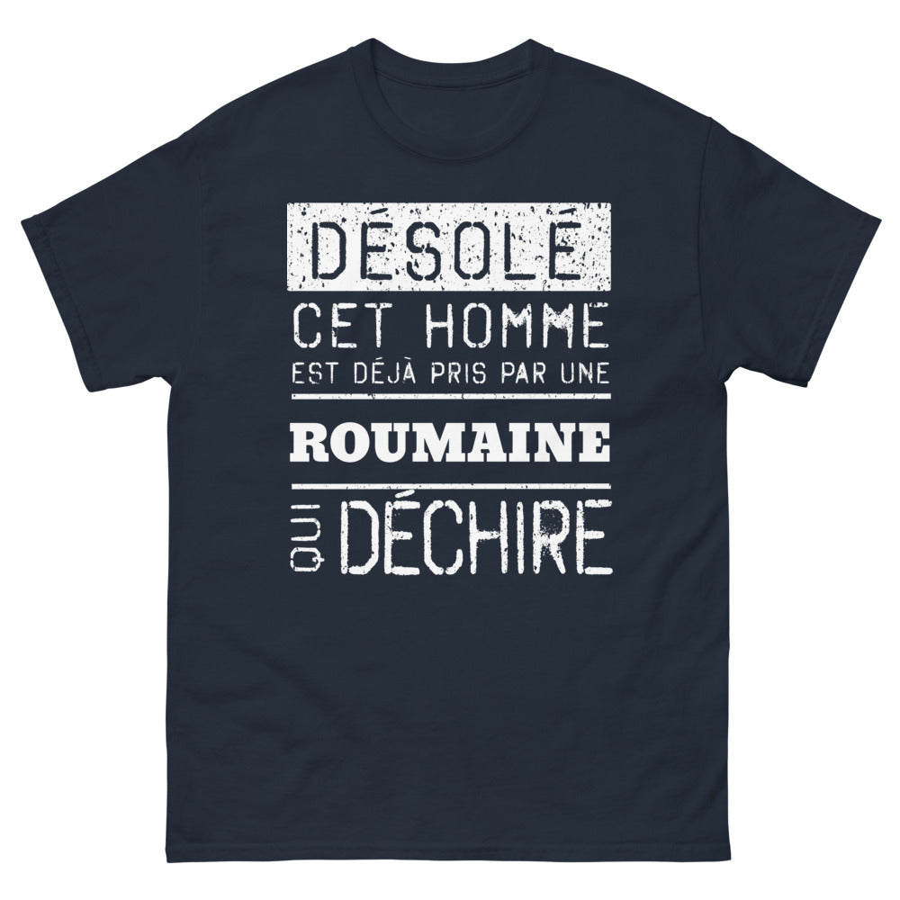 T-shirt Roumaine marine - Désolé, cet homme est pris