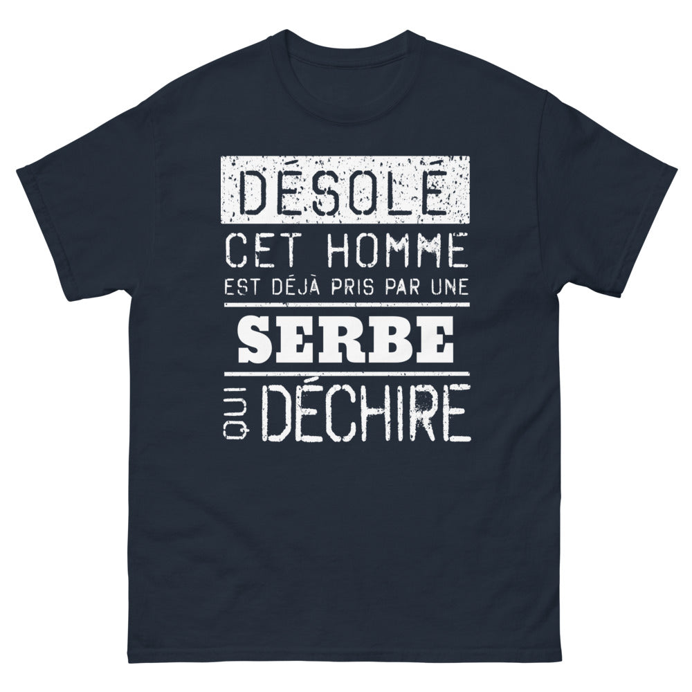 T-shirt Serbe marine - désolé cet homme est déjà pris par une Serbe