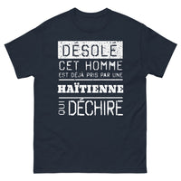 Thumbnail for T-shirt Haïti marine - Désolé, cet homme est déjà pris par une Haïtienne