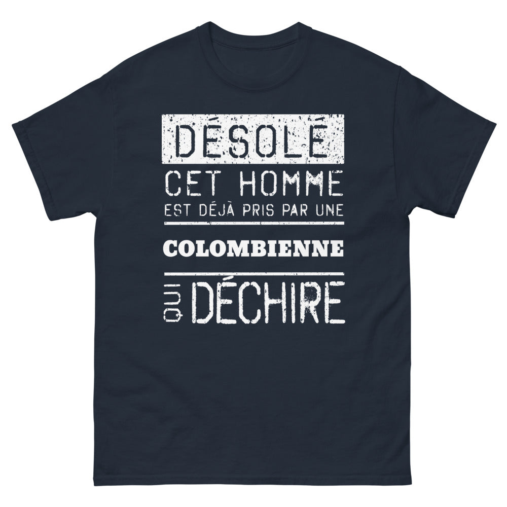 T-shirt Colombie marine - Désolé, cet homme est déjà pris par une Colombienne
