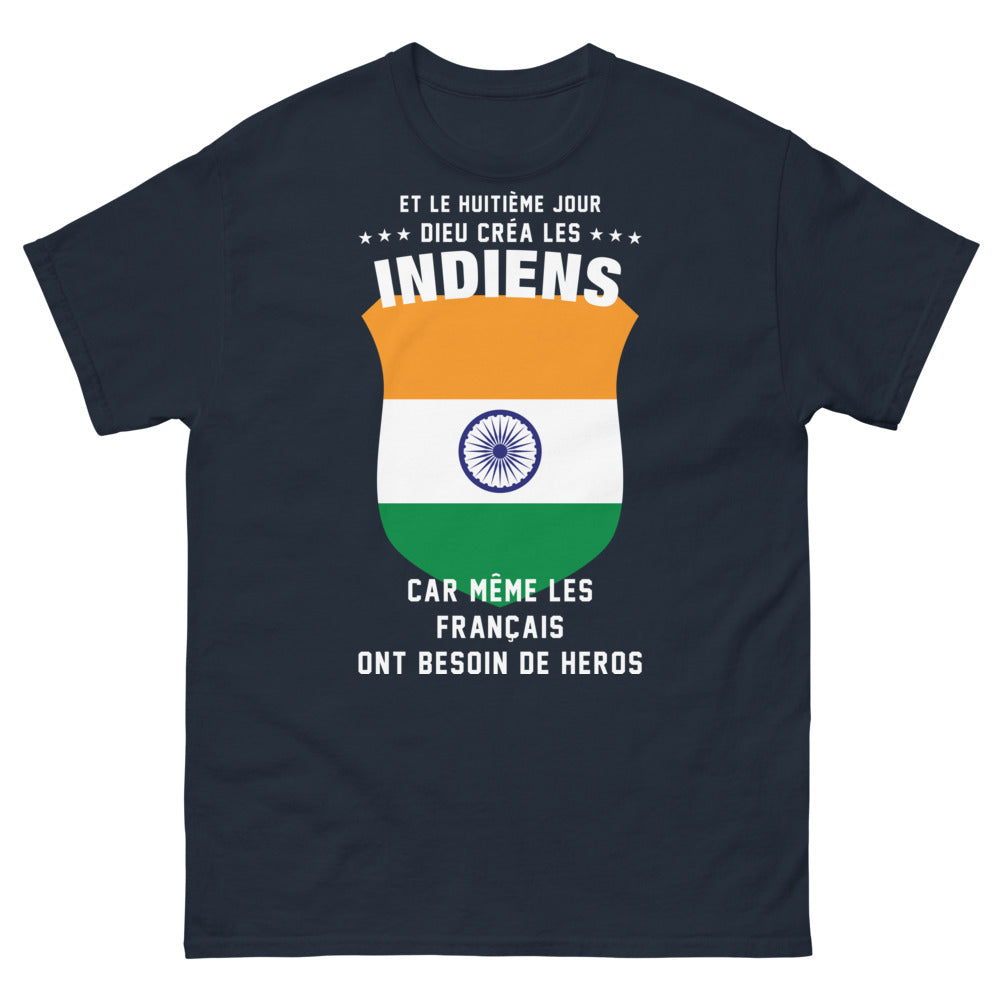 T-shirt Indien marine - et le huitième jour, Dieu créa les Indiens