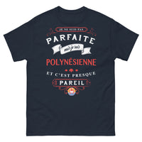 Thumbnail for T-shirt Polynésienne marine - je ne suis pas parfaite mais je suis Polynésienne