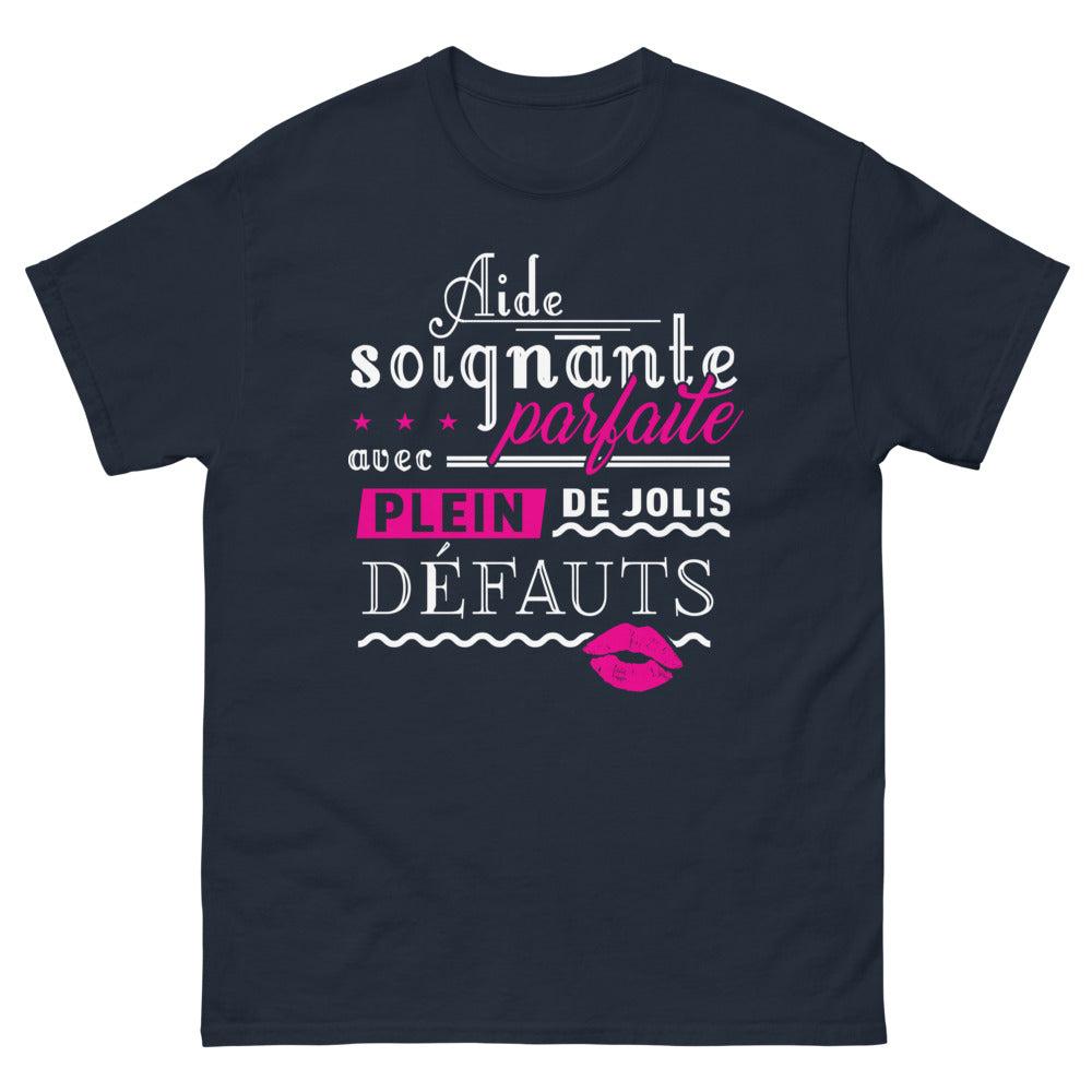 T-shirt aide-soignante marine - Parfaite avec plein de jolis défauts