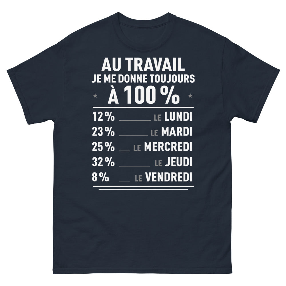 T-shirt travail marine - Au travail je me donne à 100%