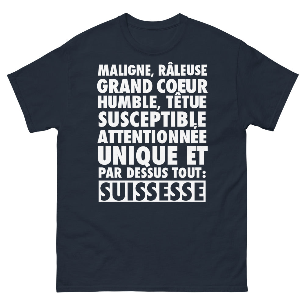 T-shirt Suisse marine - humour helvète et râleuses fières