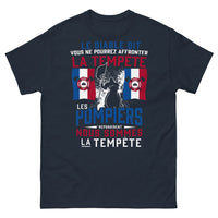 Thumbnail for T-shirt pompiers bleu marine - nous sommes la tempête