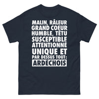 Thumbnail for T-shirt Ardéchois marine - malin, râleur, grand cœur