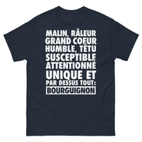 Thumbnail for T-shirt Bourguignon marine face - malin, râleur et grand cœur