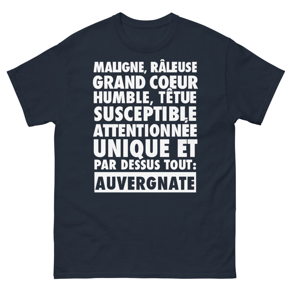T-shirt Auvergnate marine - Maligne, râleuse et grand cœur