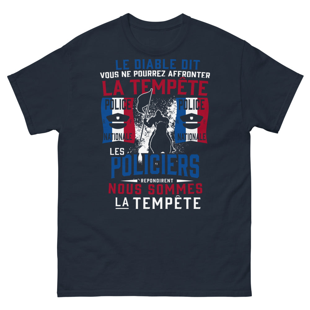T-shirt Policier bleu marine - Tempête et justice