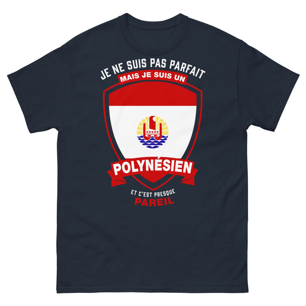 T-shirt Polynésien marine - Je ne suis pas parfait mais presque pareil