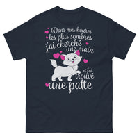 Thumbnail for T-shirt Dans mes heures sombres marine - patte et sourire