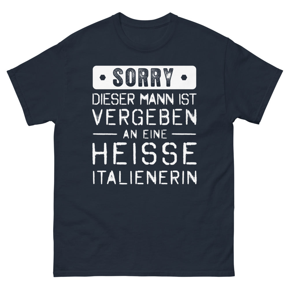 T-Shirt Italien marineblau Vorderseite - Sorry, dieser Mann ist vergeben
