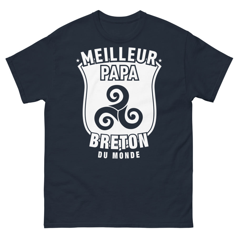 T-shirt Breton marine - Meilleur Papa Breton du Monde