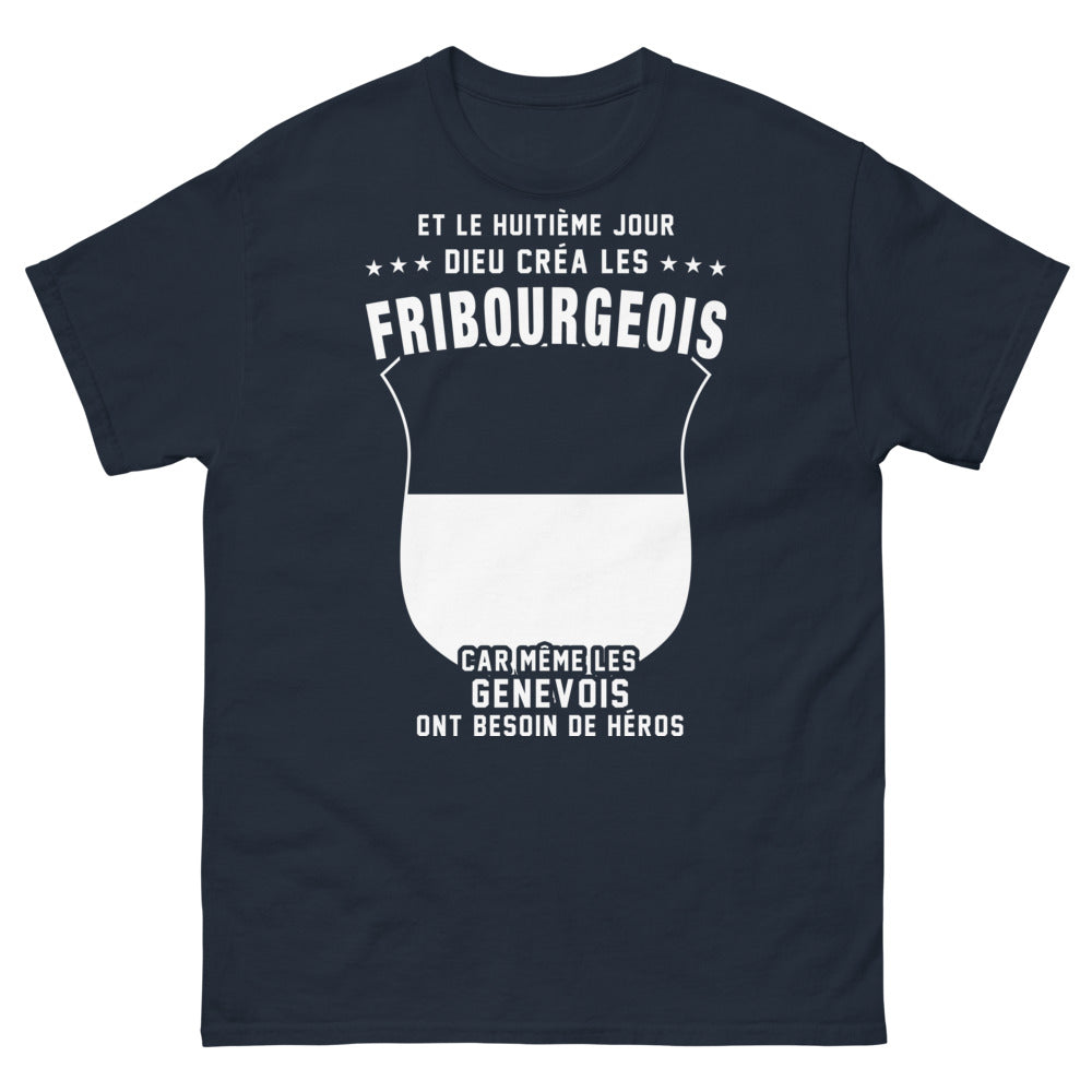 T-shirt Fribourgeois marine - Et le huitième jour, Dieu créa les Fribourgeois