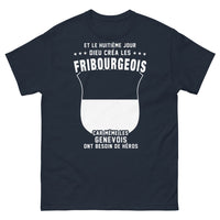 Thumbnail for T-shirt Fribourgeois marine - Et le huitième jour, Dieu créa les Fribourgeois