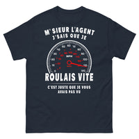 Thumbnail for T-shirt humour routier bleu marine - j'savais que je roulais vite