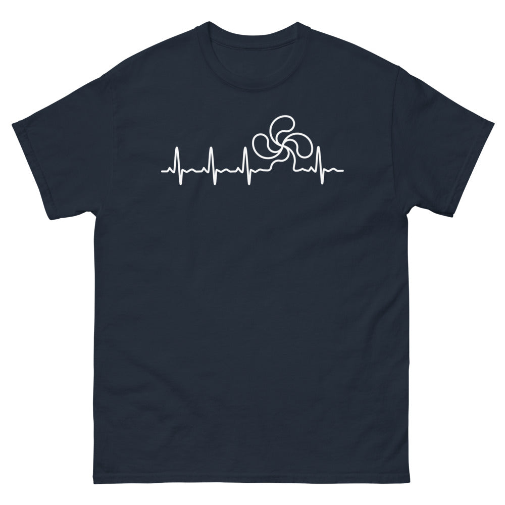 T-shirt Pays Basque marine - EKG Lauburu Heartbeat