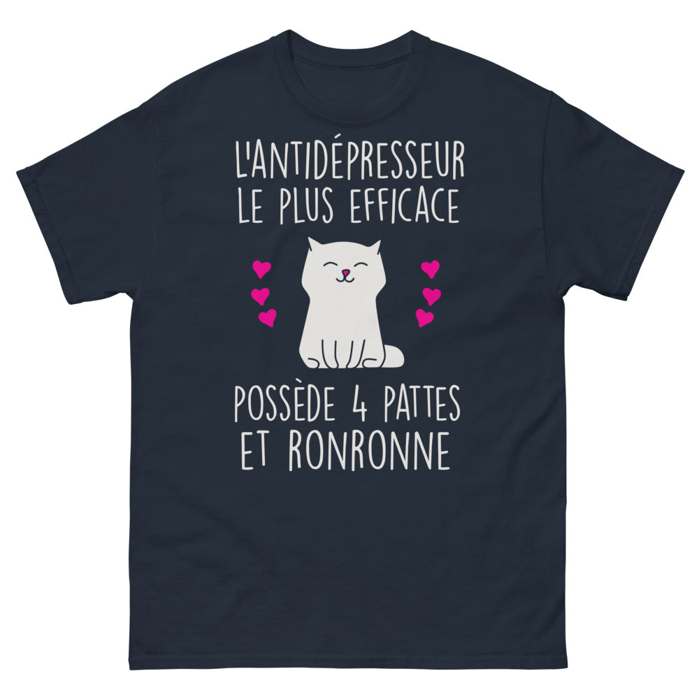 T-shirt chat marine - L'antidépresseur à 4 pattes qui ronronne