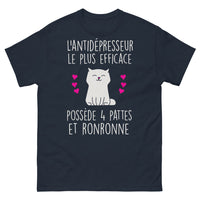 Thumbnail for T-shirt chat marine - L'antidépresseur à 4 pattes qui ronronne