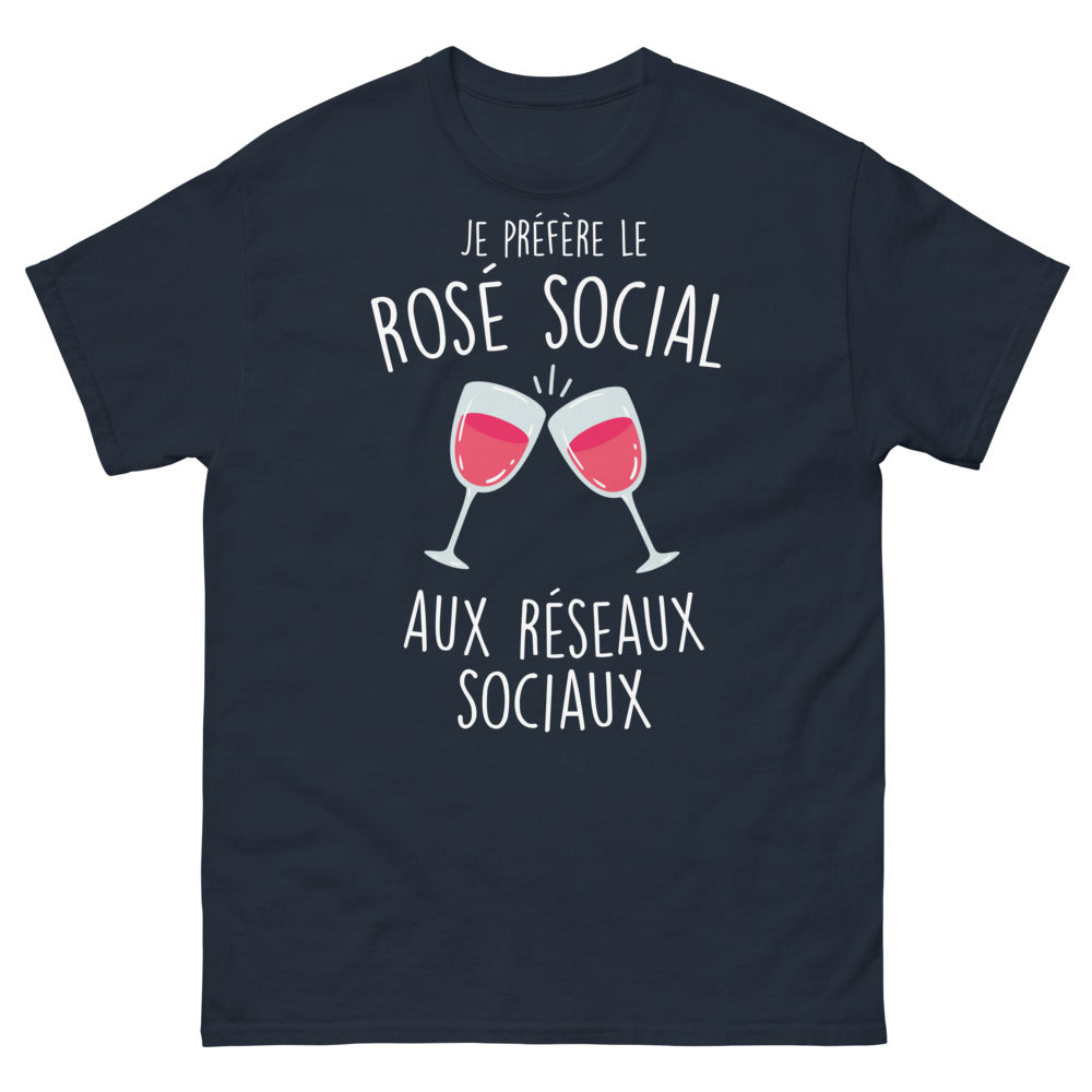 T-shirt réseaux sociaux marine - Je préfère le rose social
