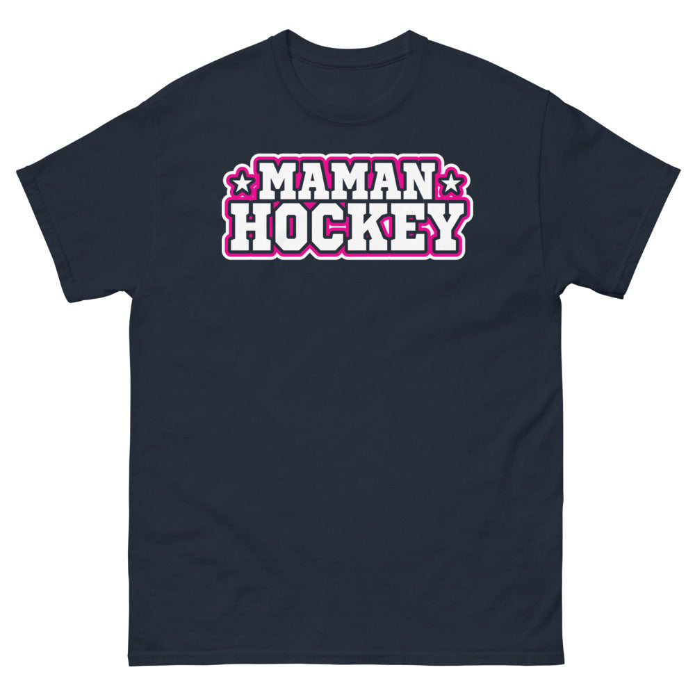 T-shirt Maman Hockey marine - humour et fierté sur glace