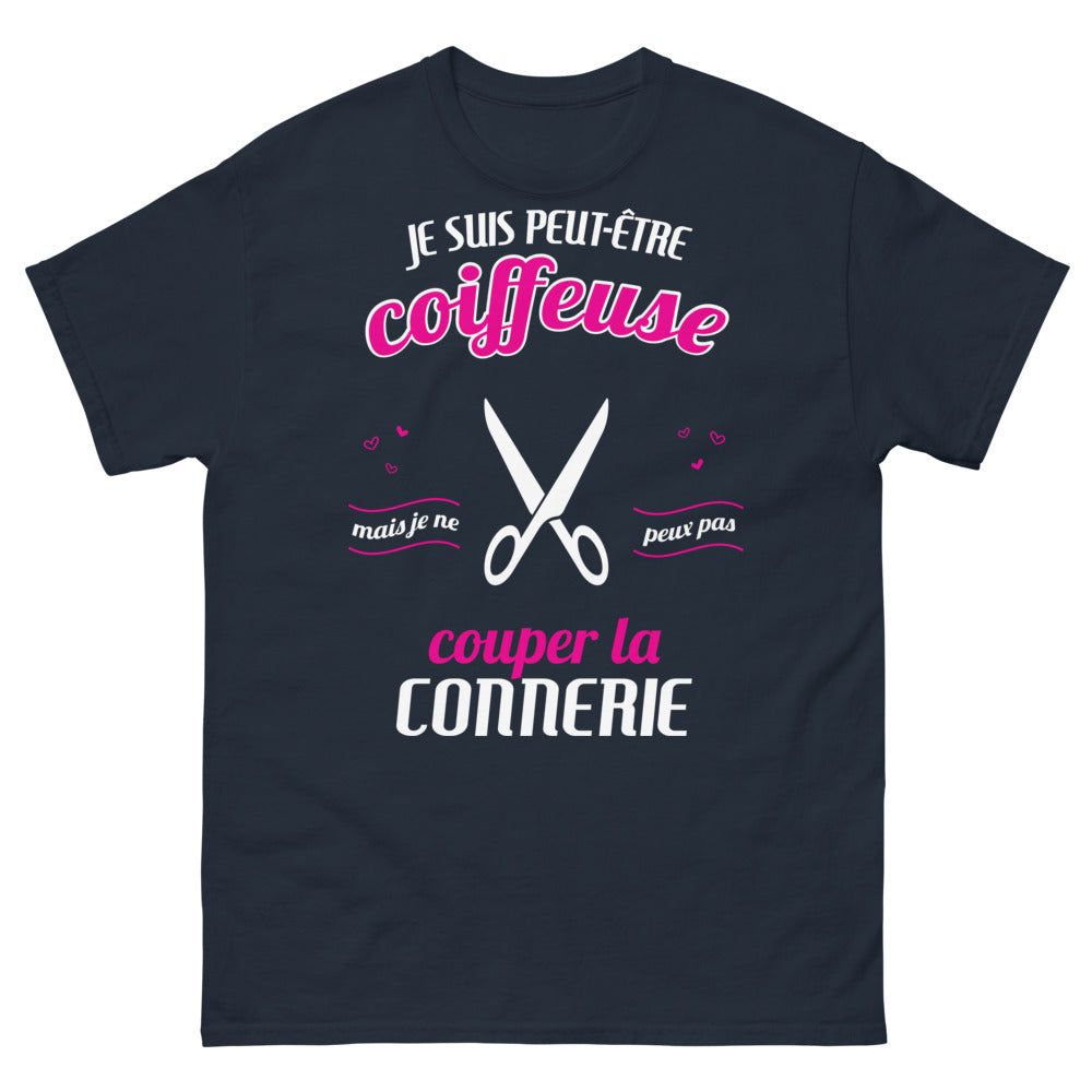 T-shirt coiffeuse marine - mais je ne peux pas couper la connerie