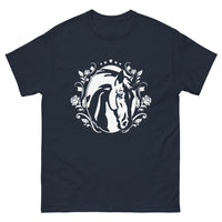 Thumbnail for T-shirt esprit cowboy marine - cœur cheval rose