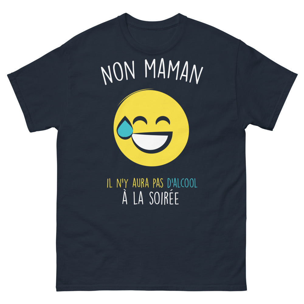 T-shirt soirée sans alcool marine - Non maman, pas d'alcool à la soirée