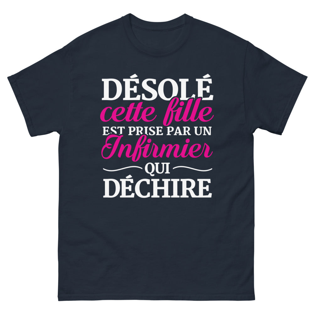 T-shirt infirmier marine - Désolée, cette fille est prise