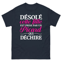 Thumbnail for T-shirt Picardie marine - Désolé, cette fille est prise par un Picard qui déchire